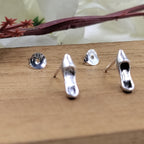 Tiny Little Heel Post Earrings Antique Silver Sandal Stud Minimalist Handmade Gift Stud Pushback 925 Sterling Cute Gift for Girlfriend