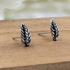 Silver Oxidised Boho Dainty Leaf Studs Earrings Minimalist Nature stud Earrinngs Handmade Gift Studs with Pushback 925 Sterling