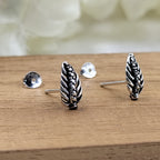 Silver Oxidised Boho Dainty Leaf Studs Earrings Minimalist Nature stud Earrinngs Handmade Gift Studs with Pushback 925 Sterling