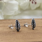Silver Oxidised Boho Dainty Leaf Studs Earrings Minimalist Nature stud Earrinngs Handmade Gift Studs with Pushback 925 Sterling
