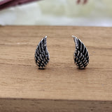 Oxidised Angel Wing Post Earring Mini Wing Studs Earring Angel Earring Wings Minimalist Handmade Studs with Pushback 925 Sterling Silver