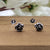 Silver Oxidised Rose Stud Earrings Black Flower Earrings Floral Jewelry Minimalist Handmade Pushback Stud 925 Sterling Lovely Gift for Her