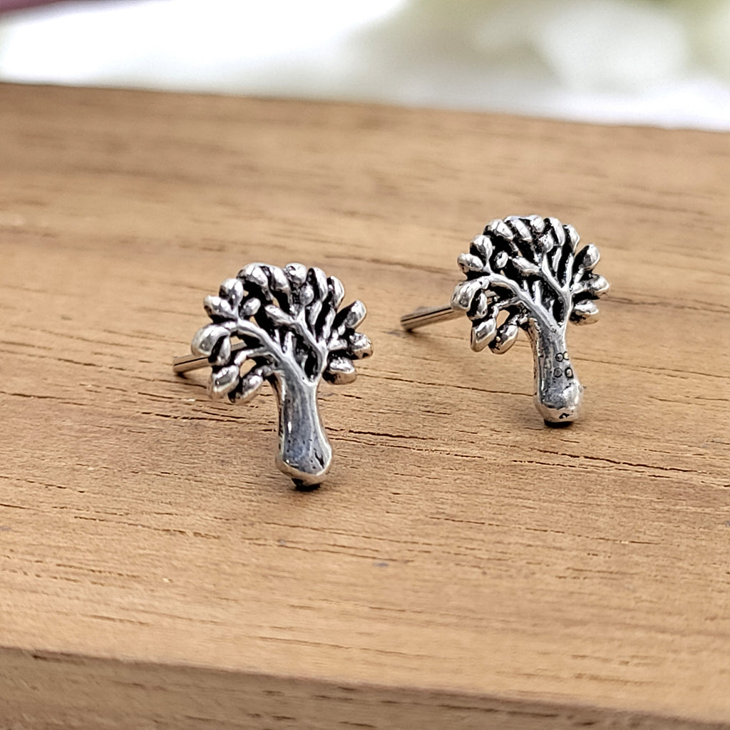 925 Silver Tree of Life Earrings Family Tree Jewelry Boho Stud Earring Nature Dainty Good Luck Earrings Handmade Minimal Studs Pushback