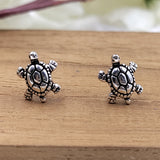 Oxidised Silver Turtle Earring Small Stud Tiny Turtle Tortoise Stud Earring Quirky Fun Stud Minimalist Handmade Stud Pushback Sterling 925