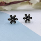 Silver Oxidised Vintage Blooming Flower Earrings 925 Sterling Gift For her