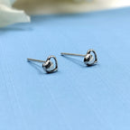 Tiny Heart Outline Stud Twin Heart Unisex Heart Shape Earring Studs Little Ear Stud Minimalist Handmade Stud Pushback Sterling Silver 925