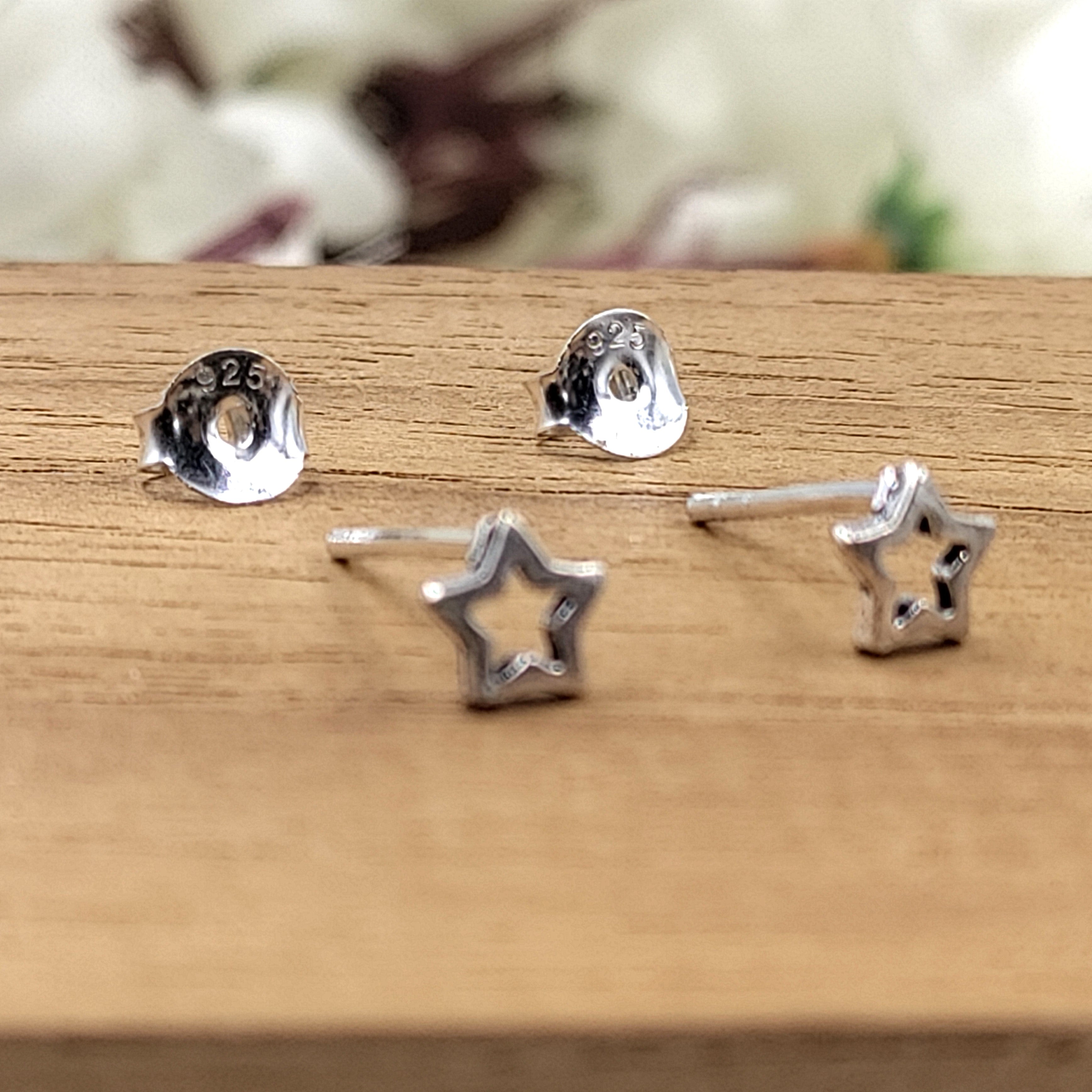 Pretty Star Of David Stud Earring Geometric Star Birthday Gift Lovely  Minimalist Handmade Studs with Pushback 925 Sterling Silver