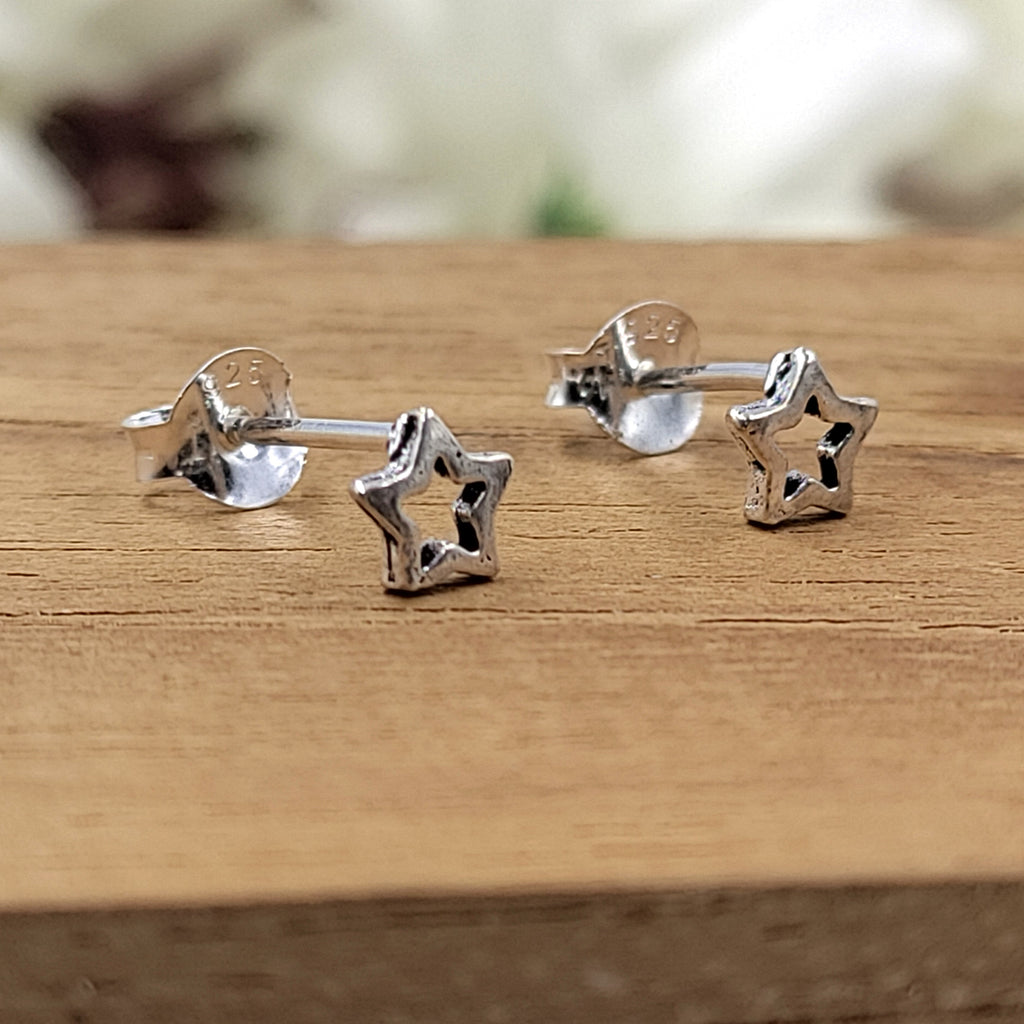 Pretty Star Of David Stud Earring Geometric Star Birthday Gift Lovely 925 Sterling Silver