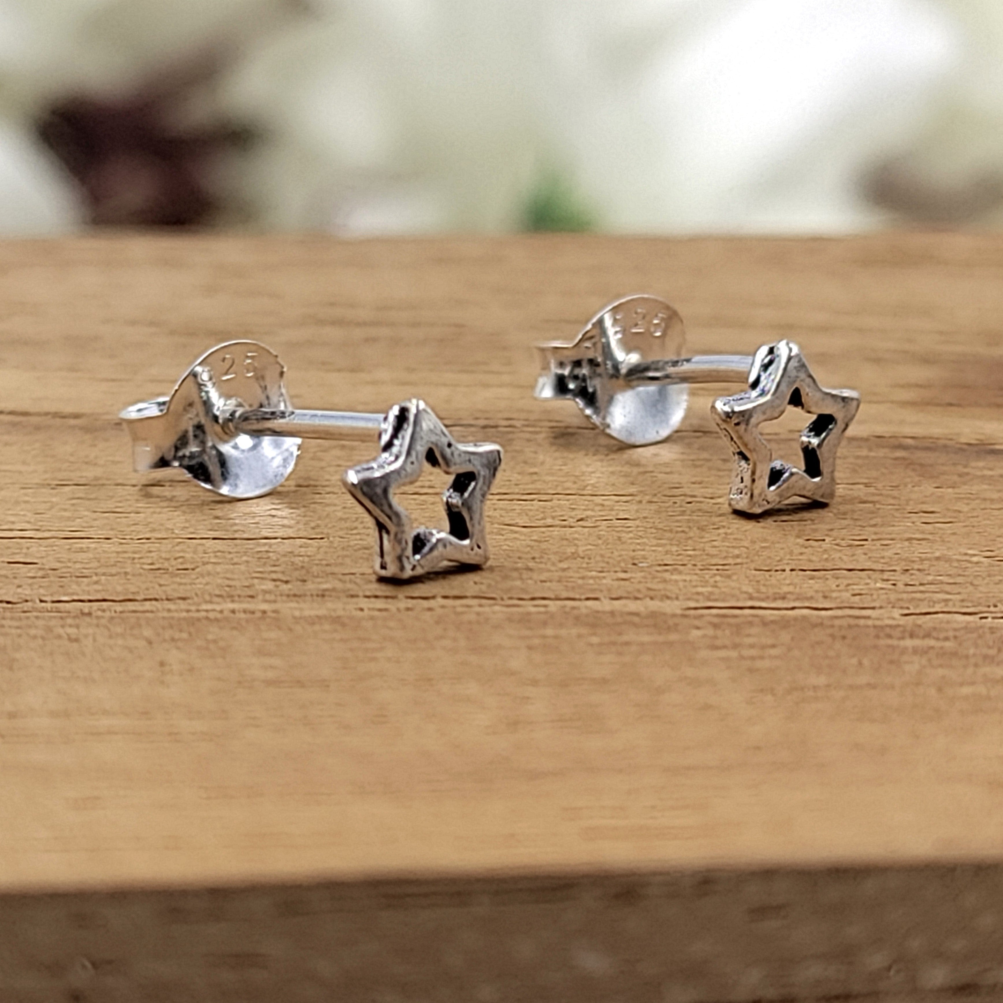 Pretty Star Of David Stud Earring Geometric Star Birthday Gift Lovely  Minimalist Handmade Studs with Pushback 925 Sterling Silver