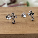 Silver Cross Stud Earrings for Men and Women Religious Earrings Gift Minimalist Handmade Pushback Stud 925 Sterling Gift for her
