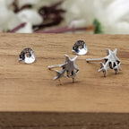 925 Sterling Silver Star Trio Stud Earring Celestial Jewelery Delicate and Stylish Geometric Star Symbol