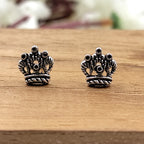 Oxidized Princess Crown stud earring Queen jewelry Crown Jewelry 925 Sterling Silver Gift