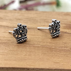 Oxidized Princess Crown stud earring Queen jewelry Crown Jewelry 925 Sterling Silver Gift