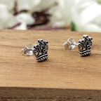 Oxidized Princess Crown stud earring Queen jewelry Crown Jewelry 925 Sterling Silver Gift