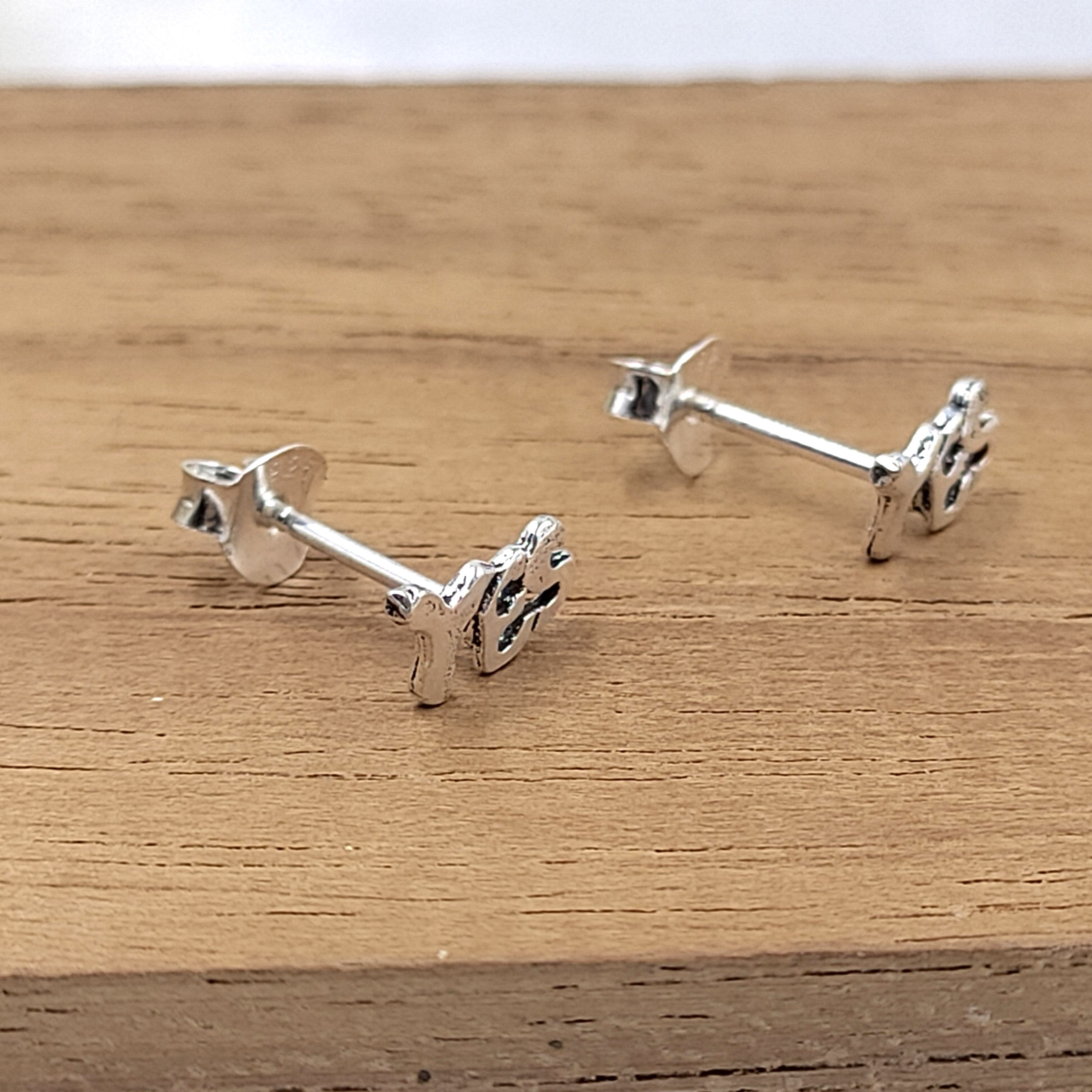 YES Word Script Symbol Earring Letter Stud Earring Alphabet Earring Handmade Gift Stud with Pushback 925 Sterling Silver Cute Gift