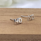 NO Word Script Symbol Earring Letter Stud Earring Alphabet Earring Handmade Gift Stud with Pushback 925 Sterling Silver Cute Gift