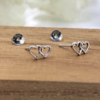 Double Heart Earring Two Heart Stud Romantic Girlfriend Gift Twin Heart Little Ear Stud Minimalist Handmade Stud Pushback 925 Solid Silver