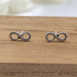 Rope Infinity Sign Positive Symbol Studs Earrings Minimalist Handmade Gift Studs with Pushback 925 Sterling Silver Charming Gift for Luck