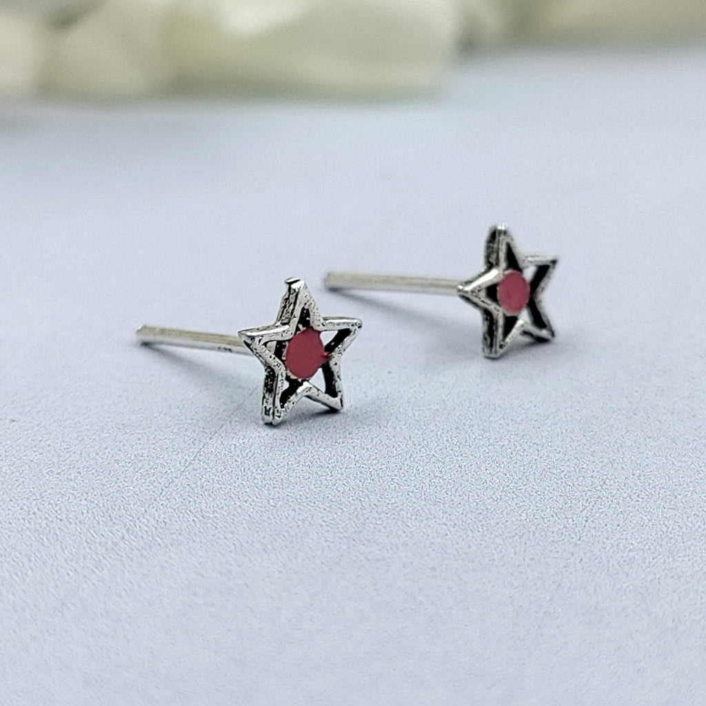Pretty Star Of David Stud Earring Geometric Star Birthday Gift Lovely Minimalist Handmade Studs with Pushback 925 Sterling Silver