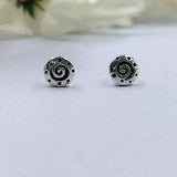 Silver Oxidised Tribal Spiral Round Stud Earrings Spiral Button Stud Post Celestial Symbol Studs Handmade Gift Stud Pushback Solid 925