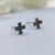 Oxidised Black Cross Stud Earrings for Men and Women Religious Earring Baptism Gift Handmade Pushback Stud 925 Sterling Silver Gift Stud
