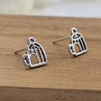 Bird Cage Earrings Silver Antique Studs Earrings Chraming Stud 925 Sterling Silver Cute Gift