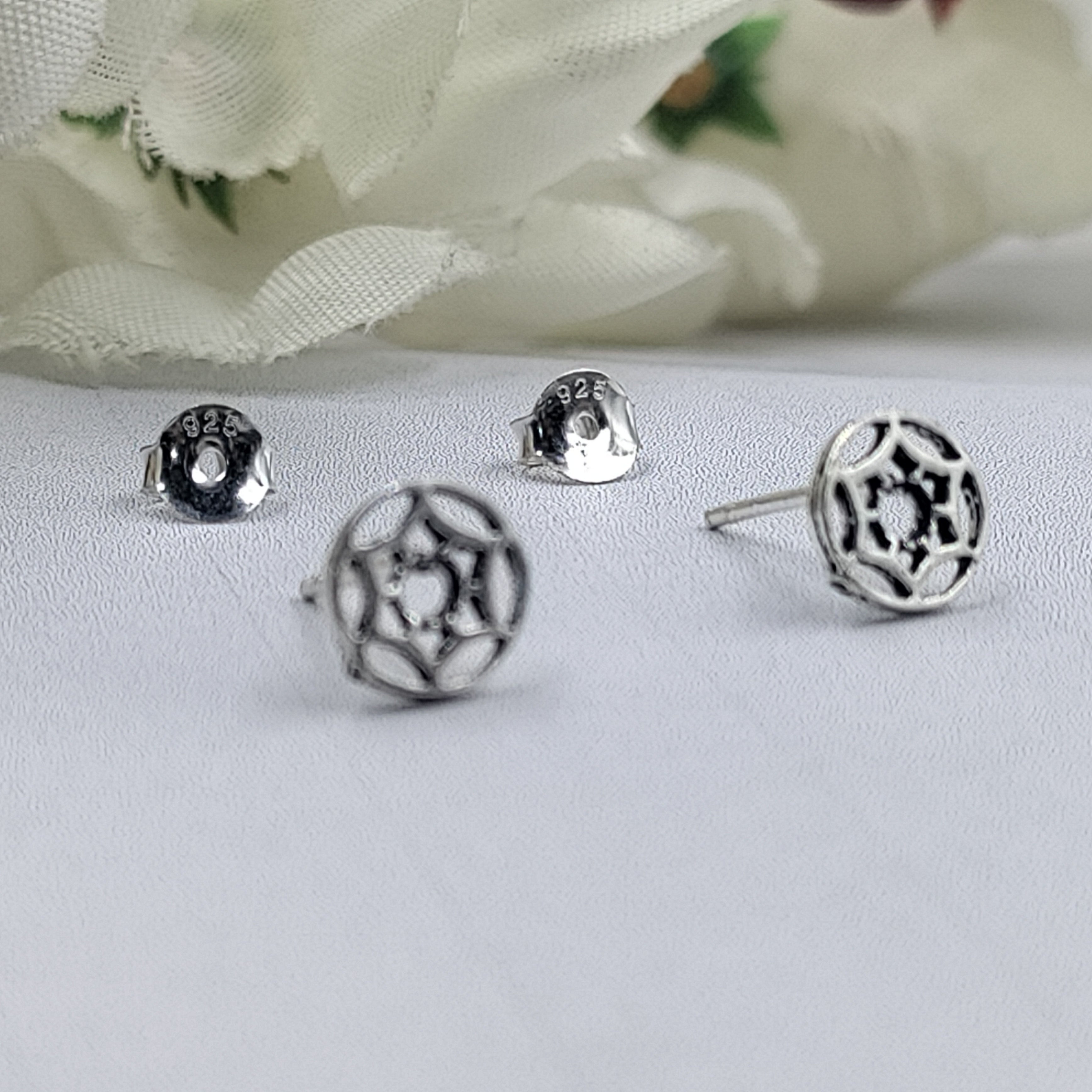 Classic Design Round Stud Earrings Silver Oxidised Stud Earrings Handmade Gift Stud Pushback Solid 925 Gift for Mother