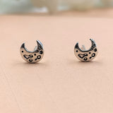 Silver Celestial Jewelry Crescent Moon Half Stud Earrings Little Moon Earrings Minimalist Handmade Gift Stud with Pushback Sterling 925