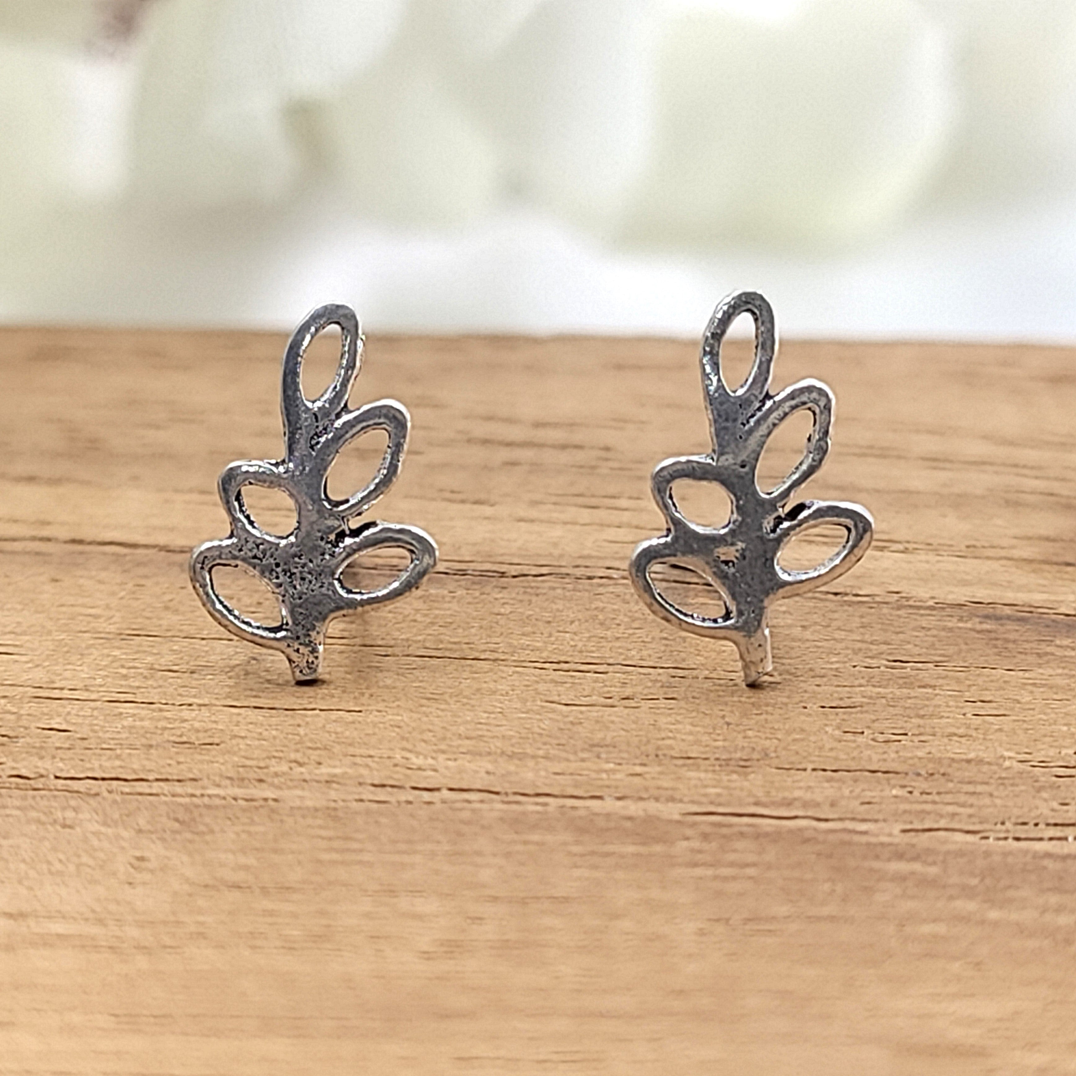 Silver Tree Branch Stud Earring Gift for Naure Lover Minimalist Handmade Gift Stud with Pushback 925 Sterling Silver