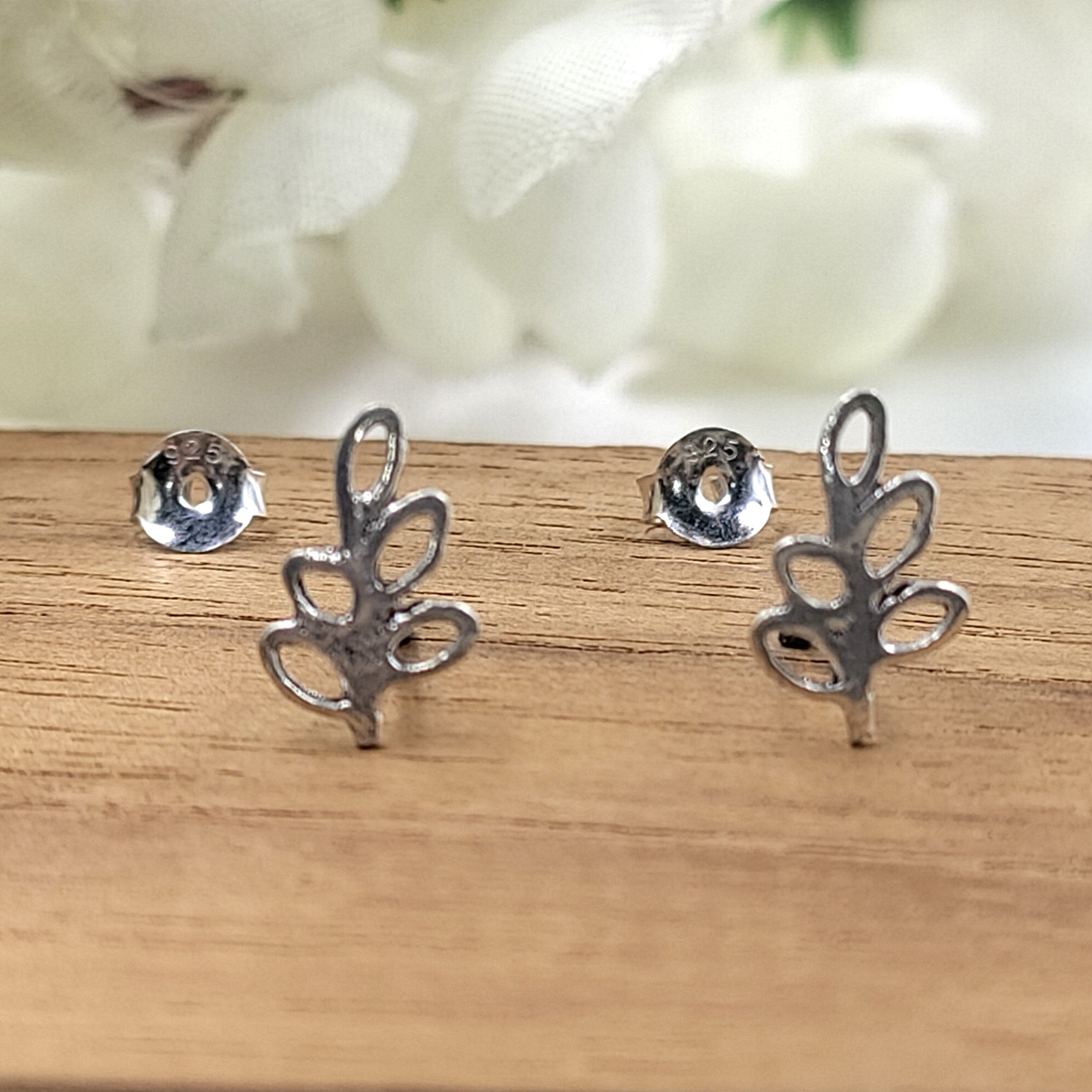 Silver Tree Branch Stud Earring Gift for Naure Lover Minimalist Handmade Gift Stud with Pushback 925 Sterling Silver