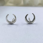 Silver Celestial Jewelry Crescent Moon Half Stud Earrings Little Moon EarringsSterling 925