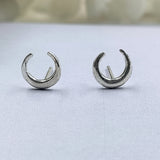 Silver Celestial Jewelry Crescent Moon Half Stud Earrings Little Moon Earrings Minimalist Handmade Gift Stud with Pushback Sterling 925