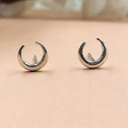 Silver Celestial Jewelry Crescent Moon Half Stud Earrings Little Moon EarringsSterling 925