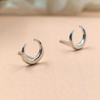 Silver Celestial Jewelry Crescent Moon Half Stud Earrings Little Moon EarringsSterling 925