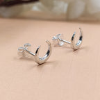 Silver Celestial Jewelry Crescent Moon Half Stud Earrings Little Moon EarringsSterling 925