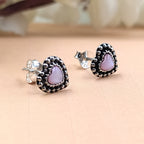 Cute Pink Heart Stud Earring Oxidised Heart Unisex Heart Shape Stud Little Ear Stud Minimalist Handmade Stud Pushback Solid Silver 925