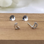 Crescent Half Moon Outline Stud Earrings Tiny Moon Celestial Jewelry Minimal Jewel Art Handmade Gift Stud with Pushback Sterling Silver 925