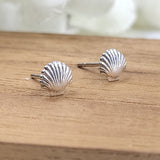 925 Sterling silver Pearl Shell Stud Earrings Dainty Sea Scallop Studs Cornish Shell Earrings Minimalist Handmade Gift Studs with Pushback