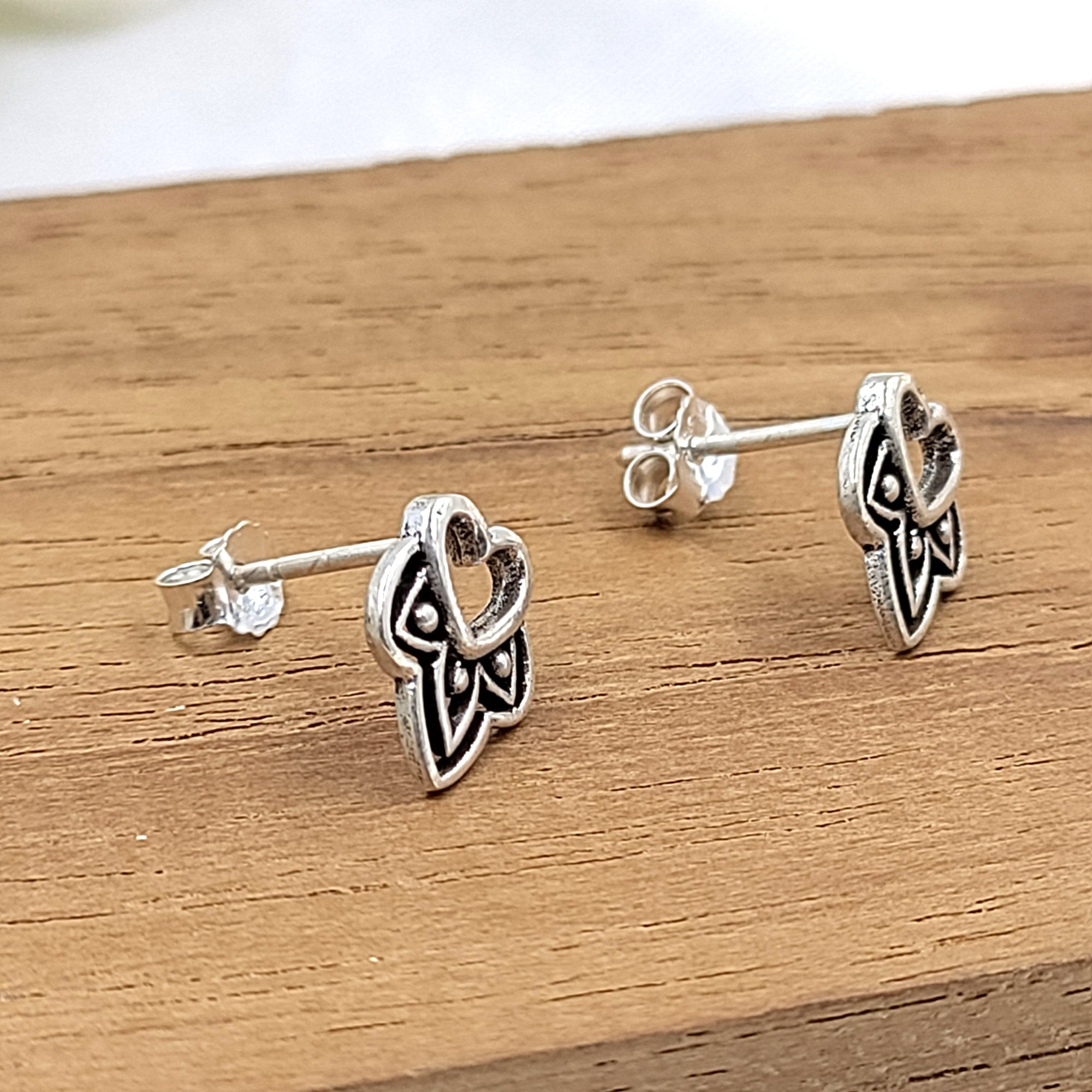Cute Bali Heart Stud Earring Oxidised Heart Unisex Stud Little Ear Stud Minimalist Handmade Stud Pushback Solid Silver 925
