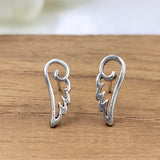 Silver Angel Wing Post Earring Mini Wing Outine Stud Earring Angel Earring Wing Minimalist Handmade Stud with Pushback 925 Sterling