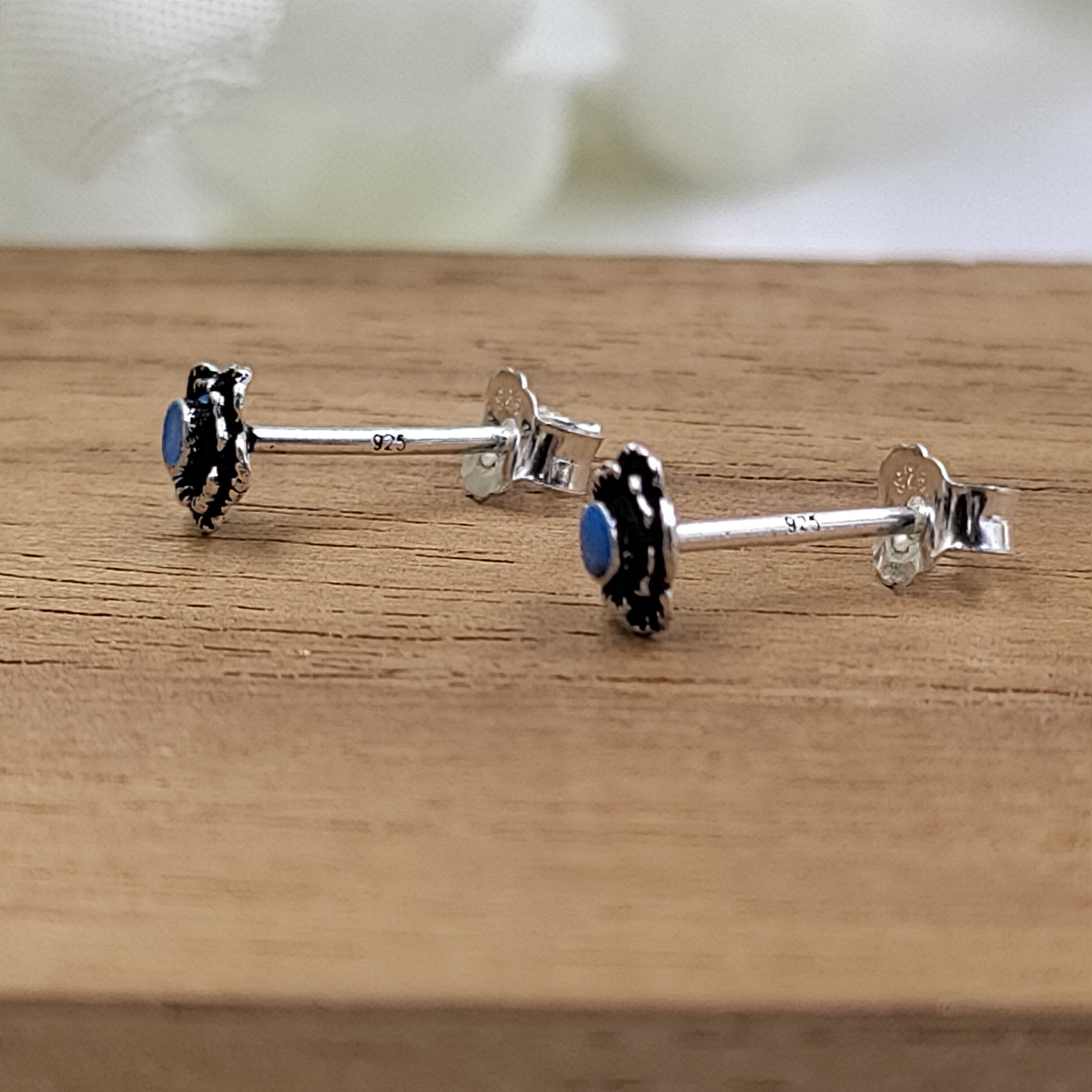 Tiny Little Round Stud Earrings Silver Oxidised Stud Earrings Vintage Jewel Art Handmade Gift Solid 925 Gift for Mother Sister Baby Girl