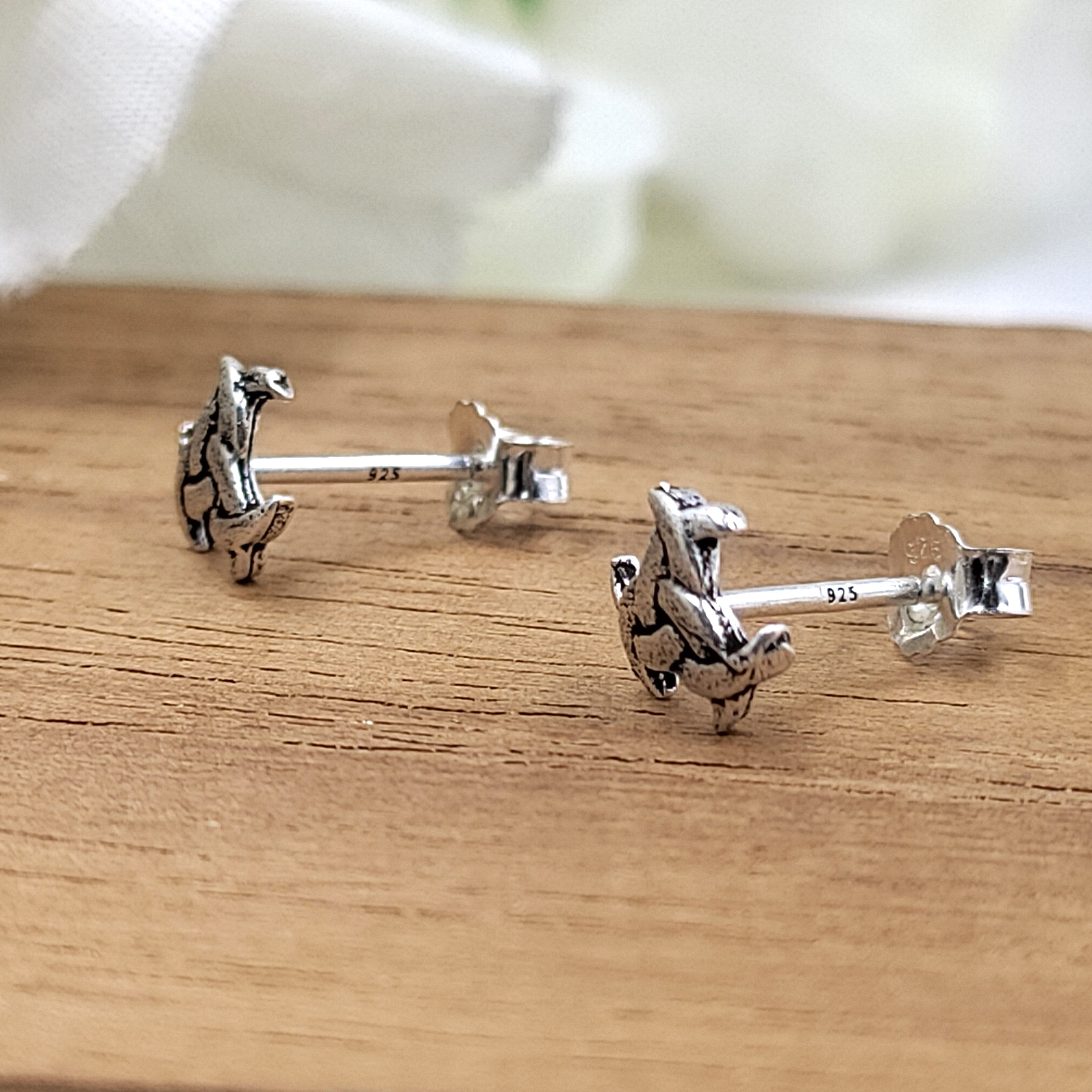 Nuada Celtic Trinity Ear Studs Oxidised Silver Gothic Jewelry Minimalist Handmade Gift Stud with Pushback Sterling 925