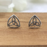 Triquetra Ear Studs Trinity Oxidised Silver Knoted Jewelry Minimalist Handmade Gift Stud with Pushback Sterling 925
