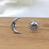 Mismatched Sun and Moon Earring Celestial Earring 925 Sterling Silver Gift for Birthday Graduation Christmas Handmade Gift Stud with Pushback
