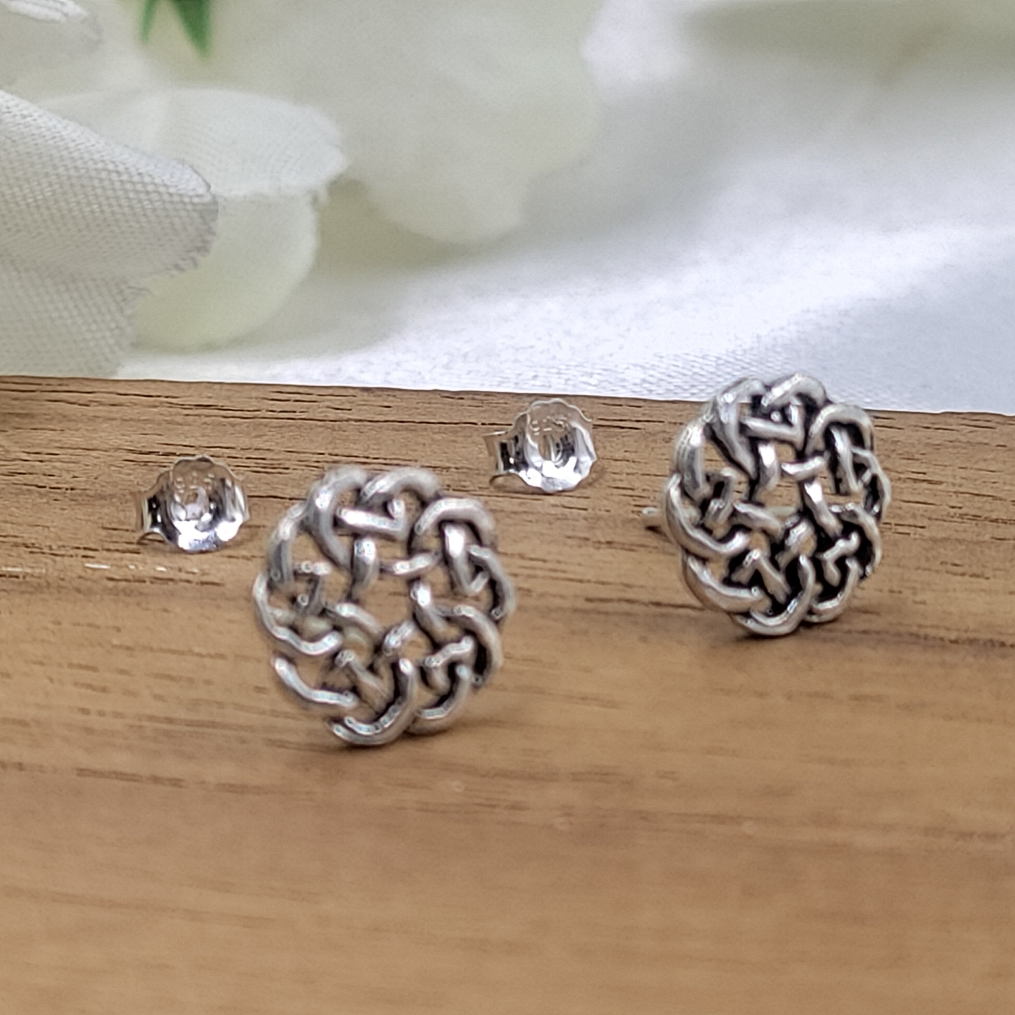 Trinity Celtic Knot Mini Post Stud Earrings Oxidised Celestial Jewllery Gift For Graduation Good Luck Stud with Pushback Solid 925