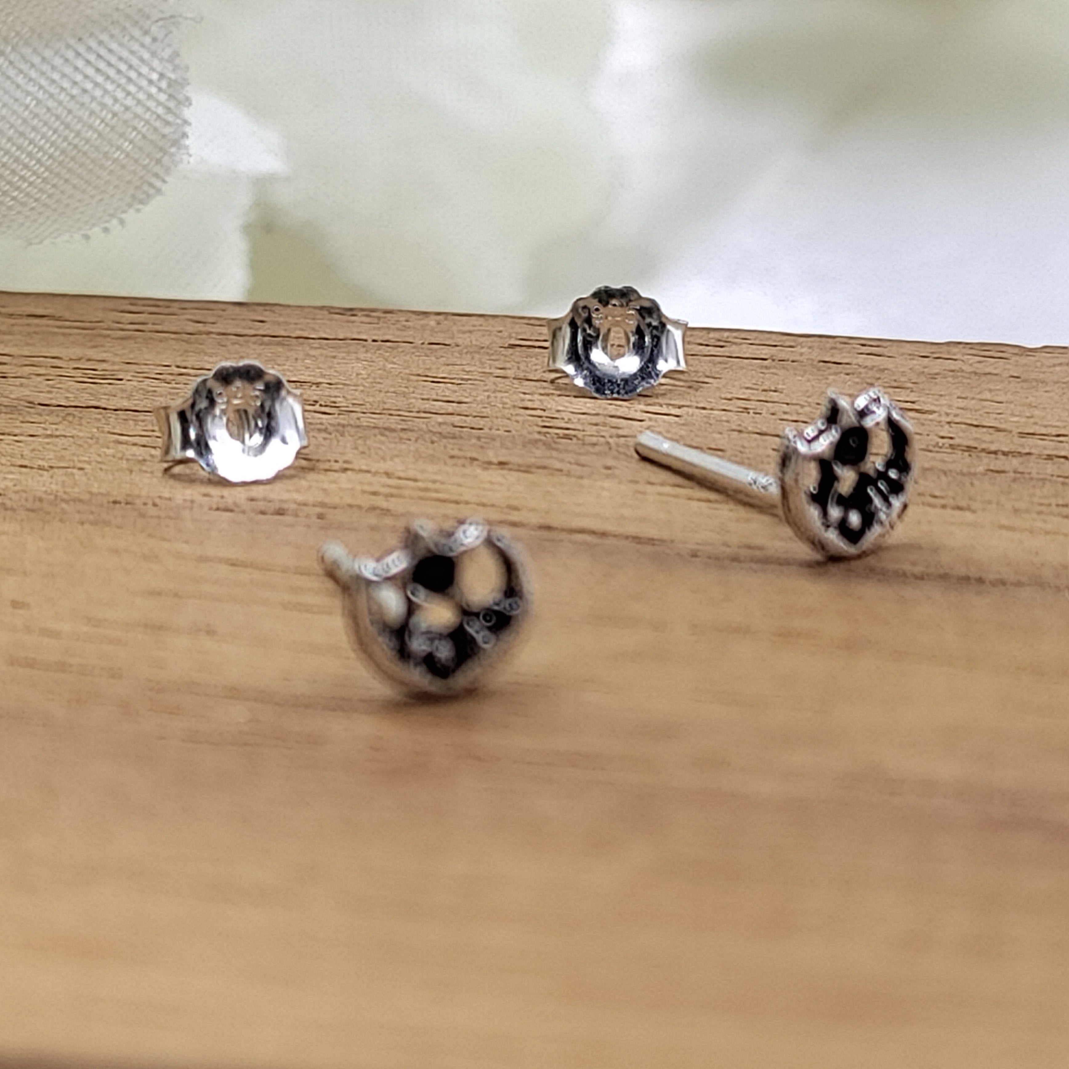 Tiny Stud Earrings Little Moon and Star Studs Earring Sterling Silver Gift  Minimal Handmade Gift Stud with Pushback
