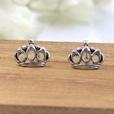 Princess Crown Stud Earrings Queen Jewellery Crown Jewelry Minimalist Handmade Gift Studs with Pushback 925 Sterling Silver