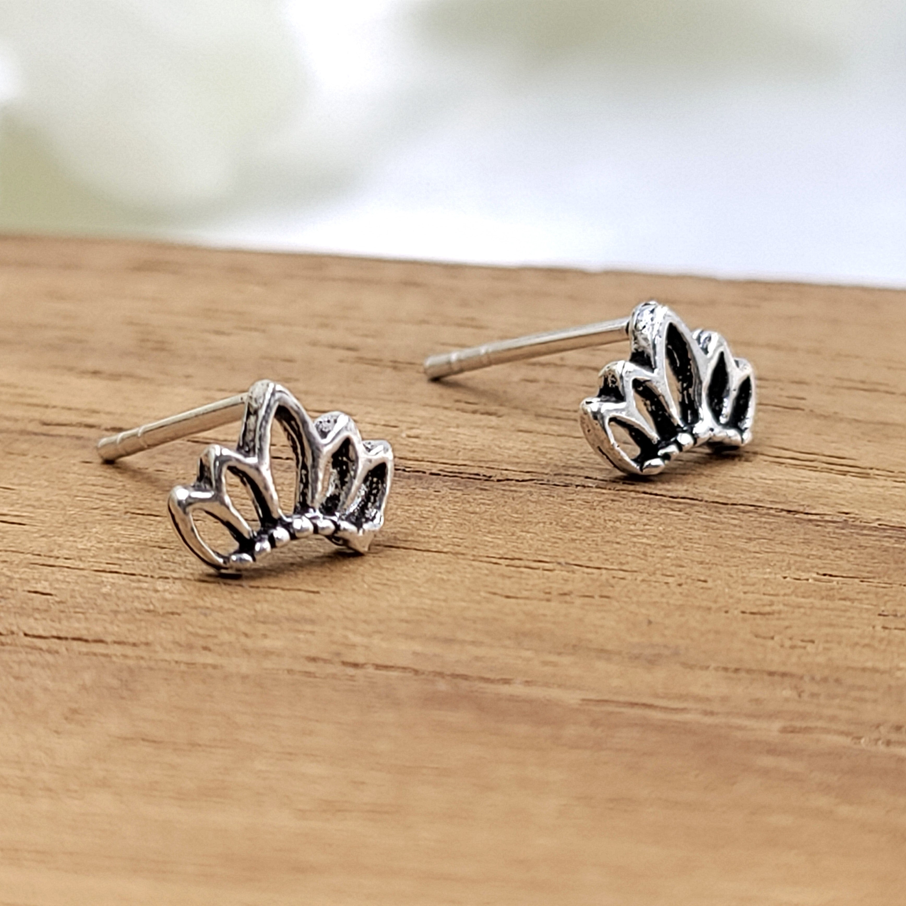 Cute Crown Stud Princess Queen Jewellery Crown Jewelry Minimal Handmade Gift for Prom College Girl Party Studs with Pushback 925 Silver