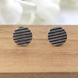 Oxidised Simple Stud Earrings Button Style Round Earring Jewelry Handmade Pushback Stud 925 Sterling Silver Gift