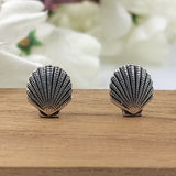 Scallop Shell Post Earring Beach earrings Summer jewelry Cornish Shell Nautical Earring Handmade Studs with Pushback 925 Sterling Silver